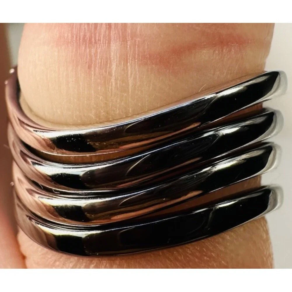 Bomb Party RBP6759 Infinitely Mine Luxe Bands Ring Size 6 Hematite CZ
